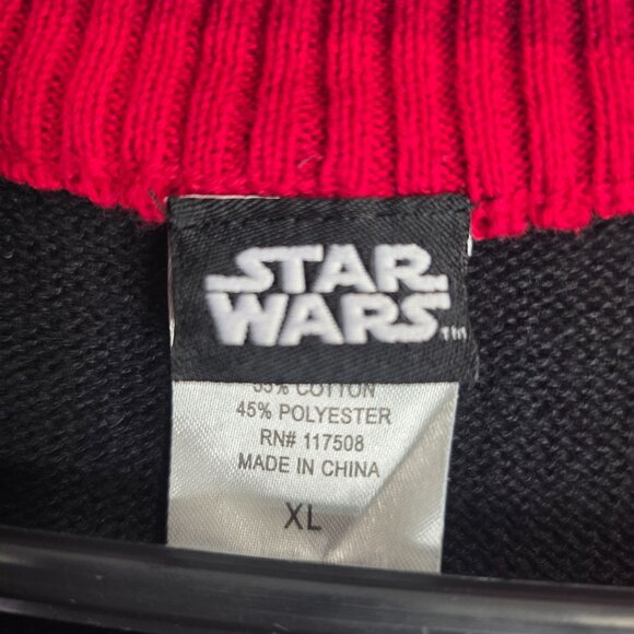 Mens Star Wars Darth Vader Black Ugly Christmas Sweater Black & Red Size XL - Picture 2 of 8